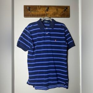 Polo by Ralph Lauren Blue Stripe Short Sleeve Polo, L